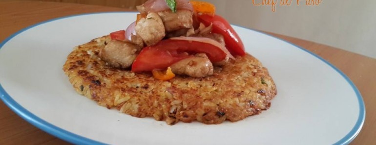 Tacu tacu con un jugoso saltado de pescado 3