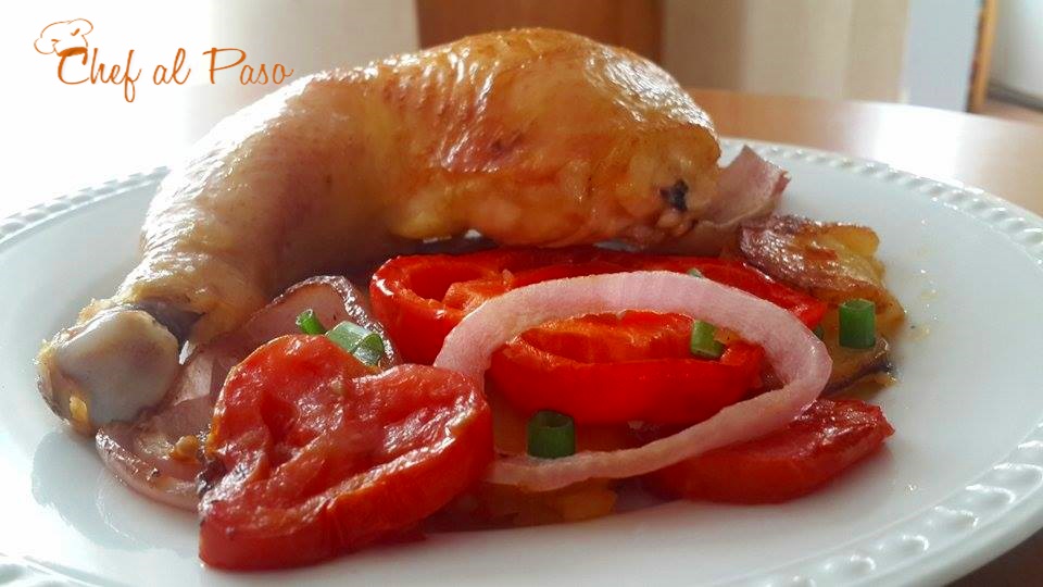 Pollo al horno con verduras asadas 3